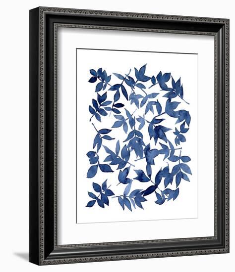 Indigo Fallen Leaves I-Emma Scarvey-Framed Art Print