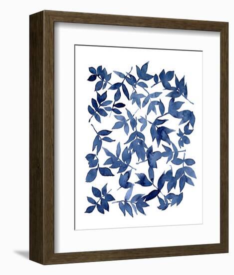 Indigo Fallen Leaves I-Emma Scarvey-Framed Art Print