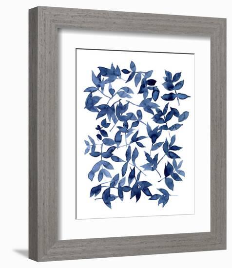 Indigo Fallen Leaves II-Emma Scarvey-Framed Art Print