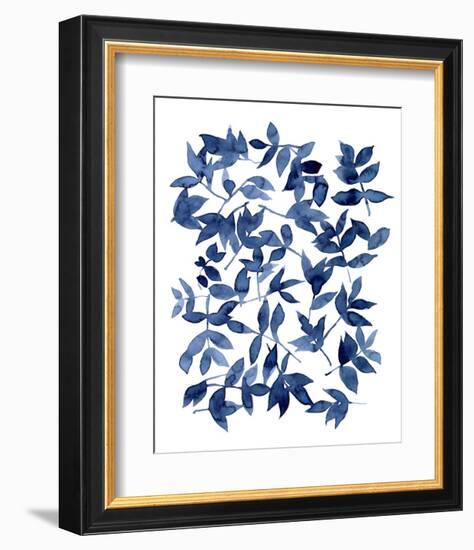 Indigo Fallen Leaves II-Emma Scarvey-Framed Art Print