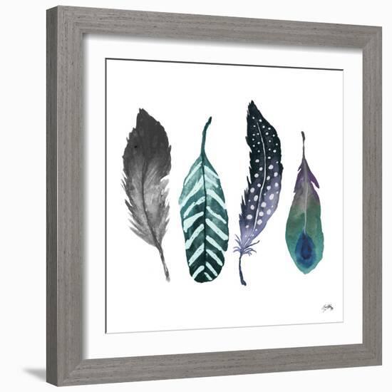 Indigo Feathers-Elizabeth Medley-Framed Art Print