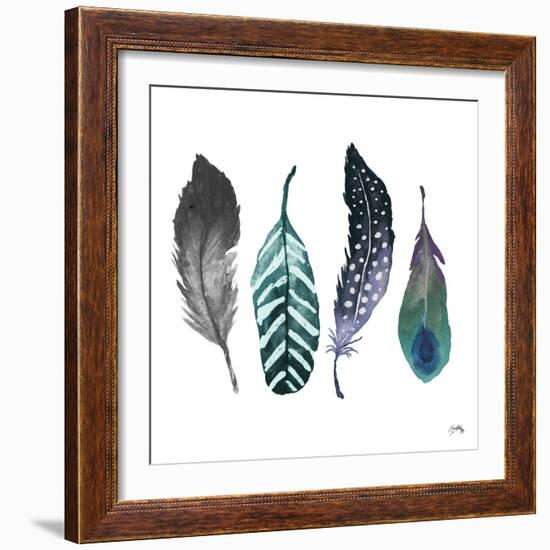 Indigo Feathers-Elizabeth Medley-Framed Art Print