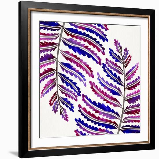 Indigo Fern Leaf Pattern-Cat Coquillette-Framed Giclee Print