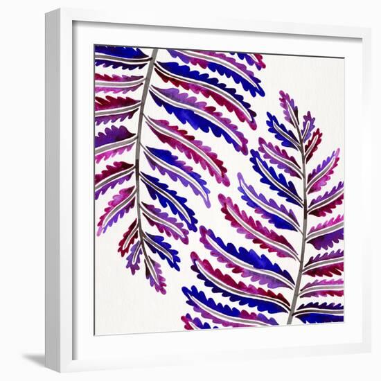 Indigo Fern Leaf Pattern-Cat Coquillette-Framed Giclee Print