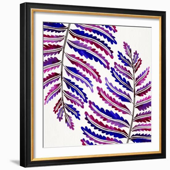 Indigo Fern Leaf Pattern-Cat Coquillette-Framed Giclee Print