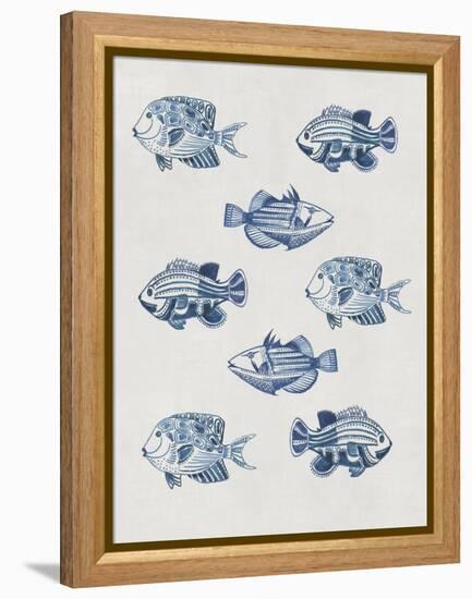 Indigo Fishes-Aimee Wilson-Framed Stretched Canvas