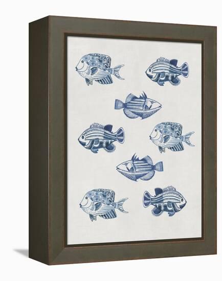 Indigo Fishes-Aimee Wilson-Framed Stretched Canvas