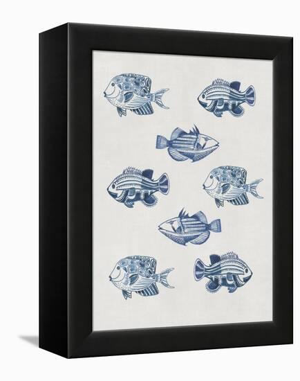 Indigo Fishes-Aimee Wilson-Framed Stretched Canvas