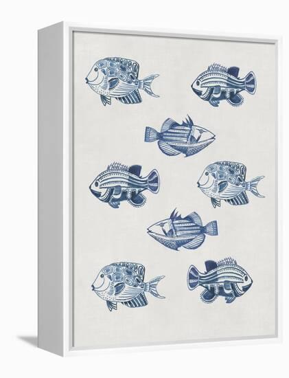 Indigo Fishes-Aimee Wilson-Framed Stretched Canvas