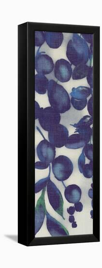 Indigo Floral Cascade I-Jacob Q-Framed Stretched Canvas