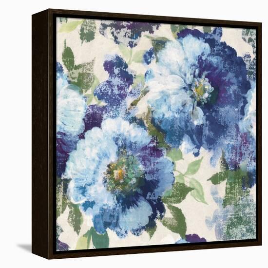 Indigo Floral Gallery-Hugo Wild-Framed Stretched Canvas