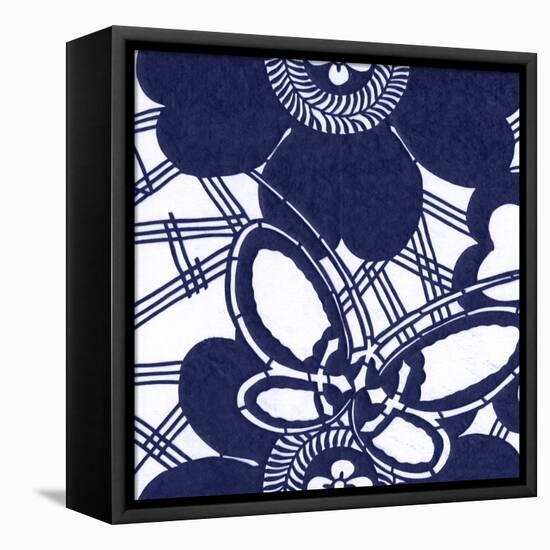 Indigo Floral Katagami I-Vision Studio-Framed Stretched Canvas