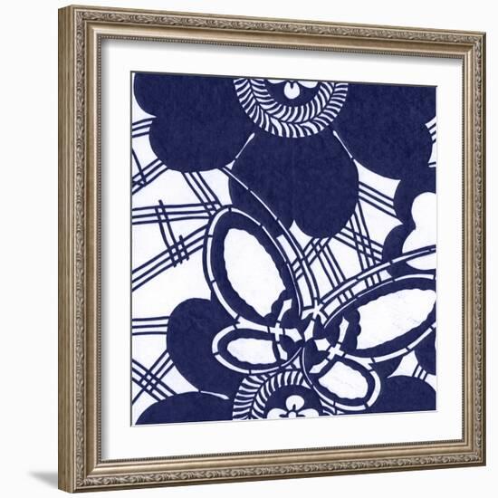 Indigo Floral Katagami I-Vision Studio-Framed Art Print