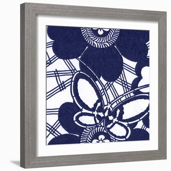 Indigo Floral Katagami I-Vision Studio-Framed Art Print