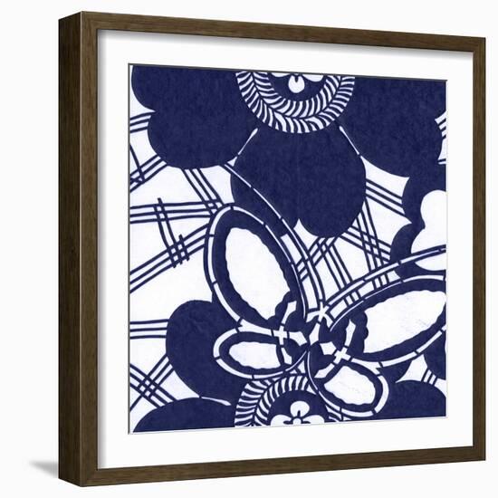 Indigo Floral Katagami I-Vision Studio-Framed Art Print