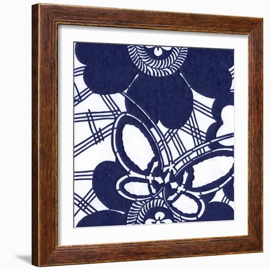 Indigo Floral Katagami I-Vision Studio-Framed Art Print