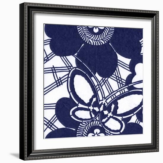 Indigo Floral Katagami I-Vision Studio-Framed Art Print