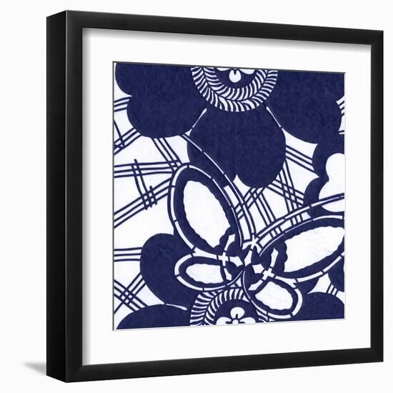 Indigo Floral Katagami I-Vision Studio-Framed Art Print