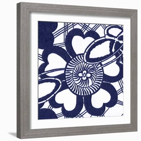 Indigo Floral Katagami II-Vision Studio-Framed Art Print