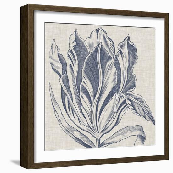 Indigo Floral on Linen I-Vision Studio-Framed Art Print