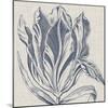 Indigo Floral on Linen I-Vision Studio-Mounted Art Print