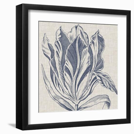 Indigo Floral on Linen I-Vision Studio-Framed Art Print