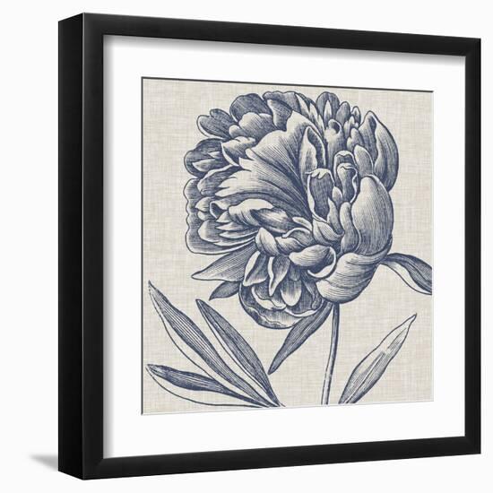 Indigo Floral on Linen II-Vision Studio-Framed Art Print