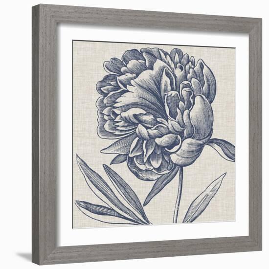 Indigo Floral on Linen II-Vision Studio-Framed Art Print