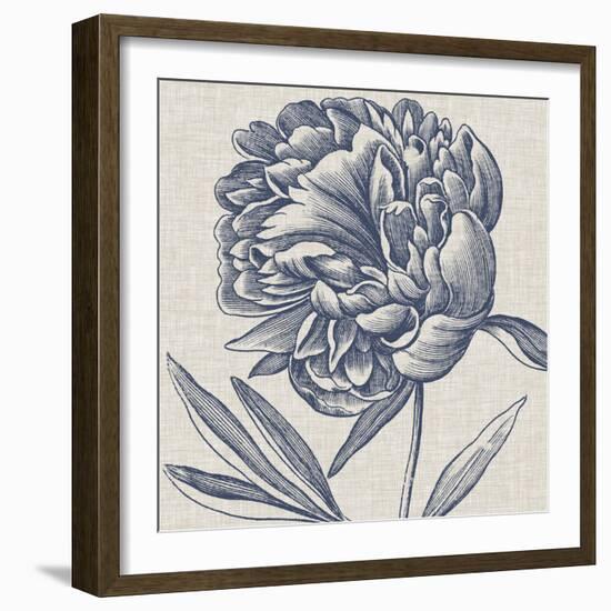 Indigo Floral on Linen II-Vision Studio-Framed Art Print