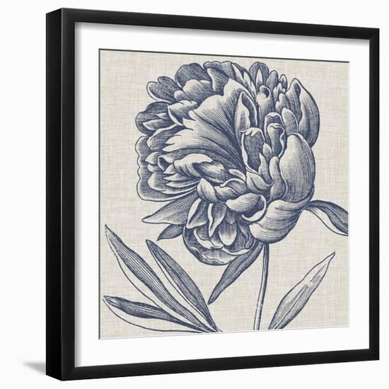 Indigo Floral on Linen II-Vision Studio-Framed Art Print