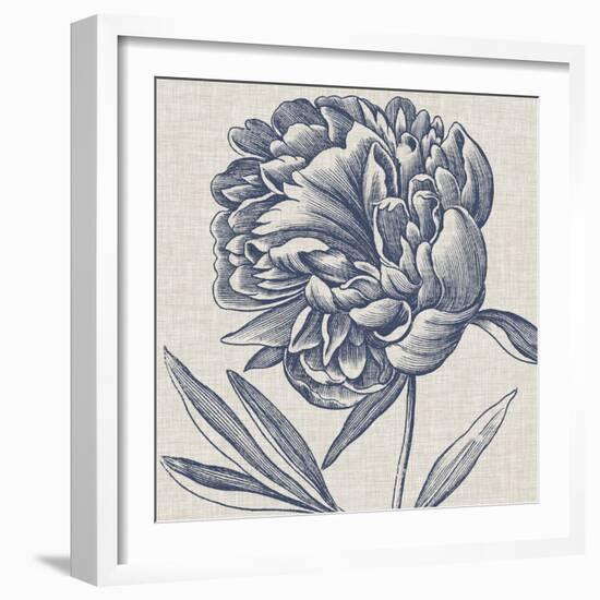 Indigo Floral on Linen II-Vision Studio-Framed Art Print