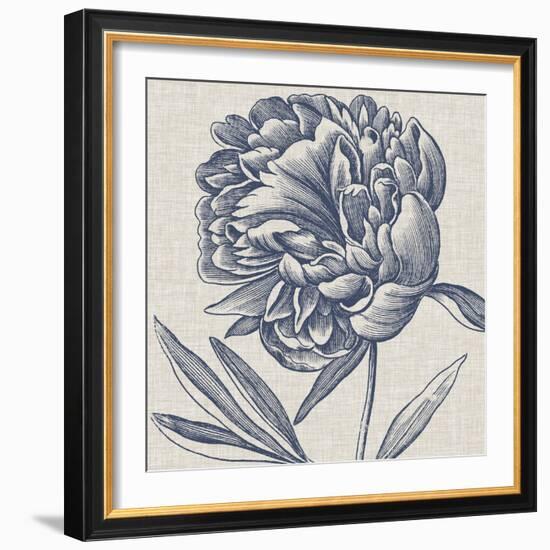 Indigo Floral on Linen II-Vision Studio-Framed Art Print