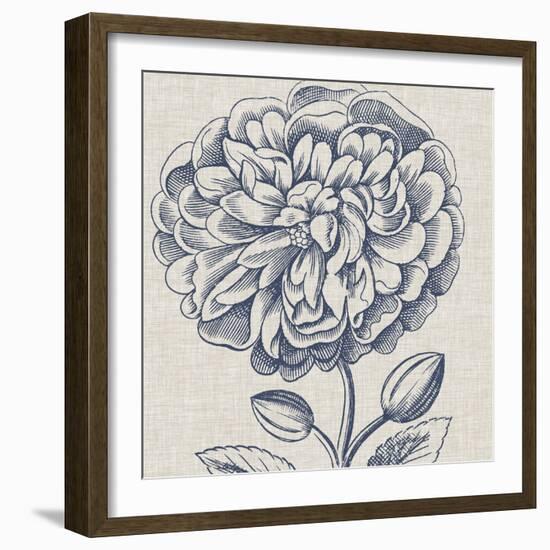 Indigo Floral on Linen III-Vision Studio-Framed Art Print
