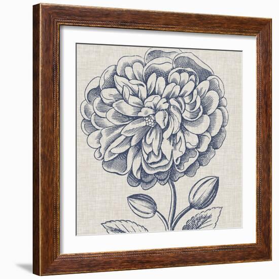 Indigo Floral on Linen III-Vision Studio-Framed Art Print