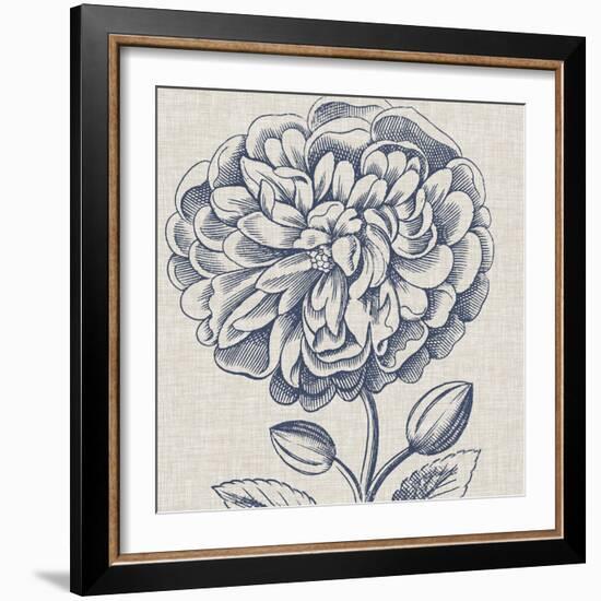 Indigo Floral on Linen III-Vision Studio-Framed Art Print