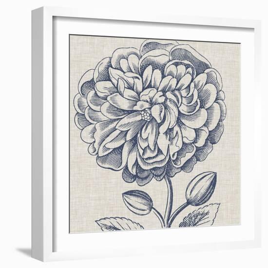 Indigo Floral on Linen III-Vision Studio-Framed Art Print