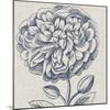 Indigo Floral on Linen III-Vision Studio-Mounted Art Print