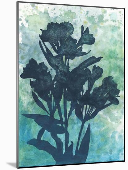Indigo Floral Silhouette I-Megan Meagher-Mounted Art Print