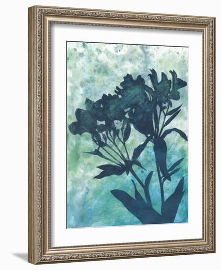 Indigo Floral Silhouette II-Megan Meagher-Framed Art Print