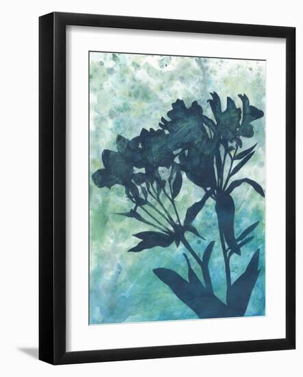 Indigo Floral Silhouette II-Megan Meagher-Framed Art Print