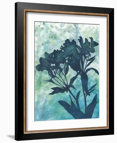 Indigo Floral Silhouette II-Megan Meagher-Framed Art Print