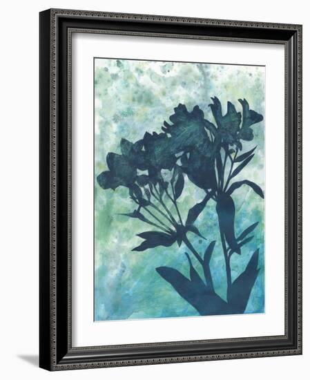 Indigo Floral Silhouette II-Megan Meagher-Framed Art Print