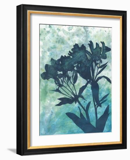 Indigo Floral Silhouette II-Megan Meagher-Framed Art Print