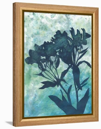Indigo Floral Silhouette II-Megan Meagher-Framed Stretched Canvas