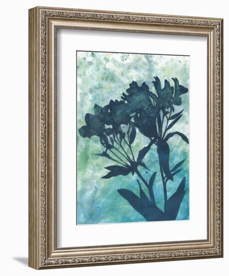 Indigo Floral Silhouette II-Megan Meagher-Framed Art Print