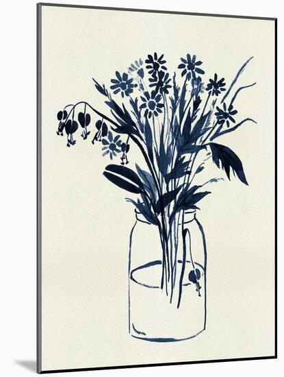 Indigo Floral Vase II-Melissa Wang-Mounted Art Print