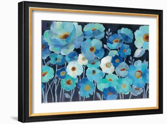 Indigo Flowers-Silvia Vassileva-Framed Art Print