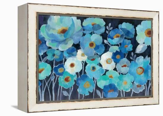 Indigo Flowers-Silvia Vassileva-Framed Stretched Canvas