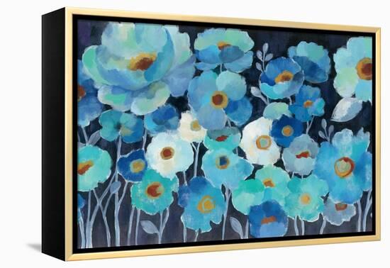 Indigo Flowers-Silvia Vassileva-Framed Stretched Canvas