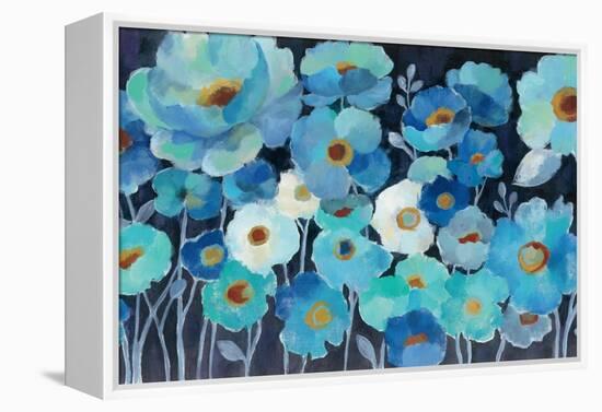 Indigo Flowers-Silvia Vassileva-Framed Stretched Canvas
